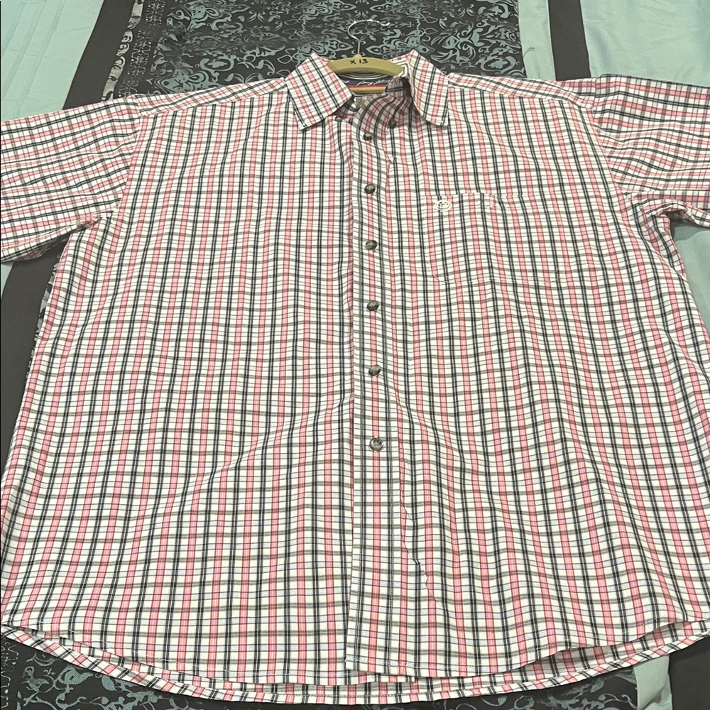 GEORGE STRAIT WRANGLER Classic Red and White Plaid Men's Shirt, size large